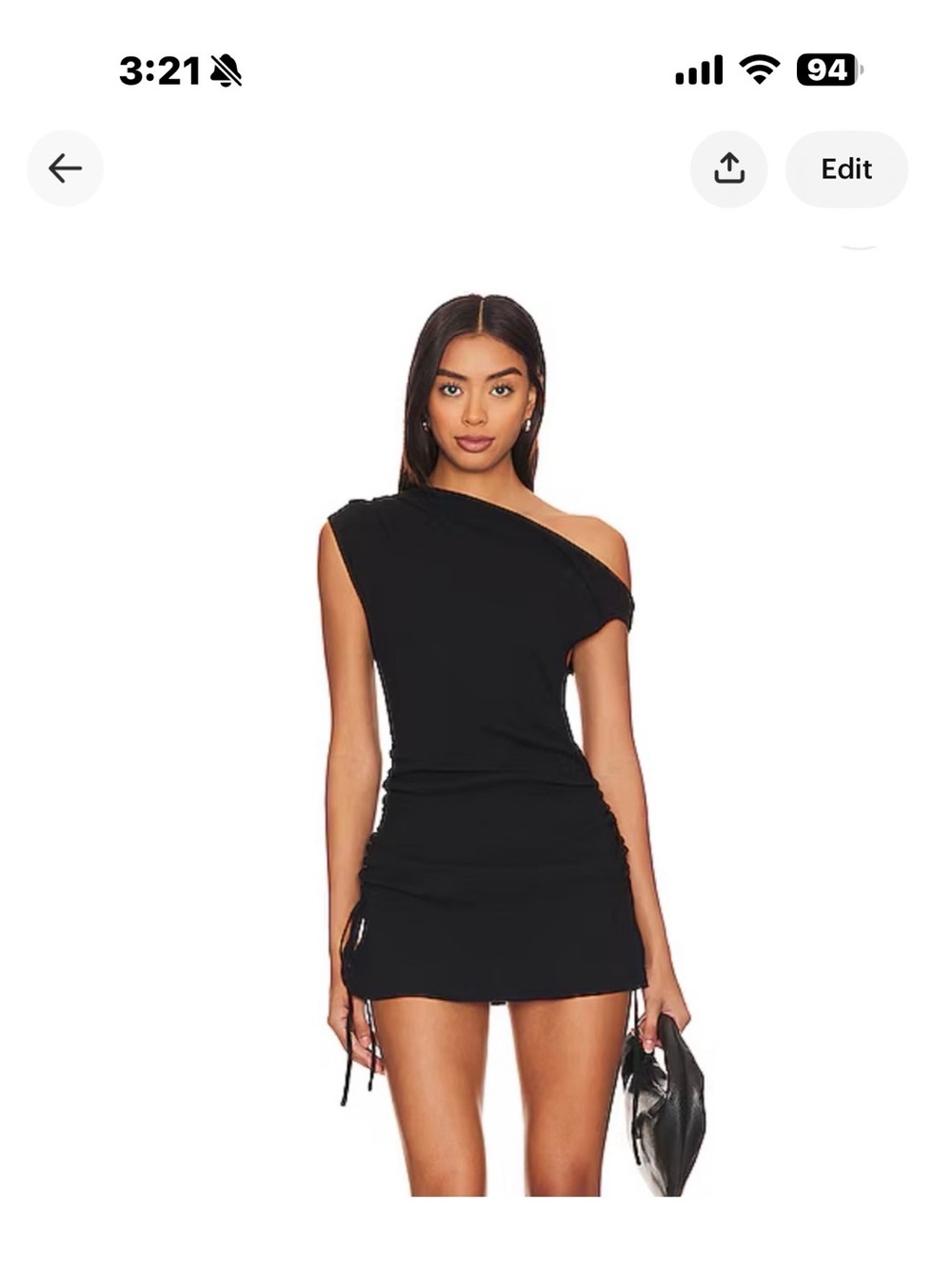 AllSaints Black Asymmetric One-Shoulder Ruched Mini Dress